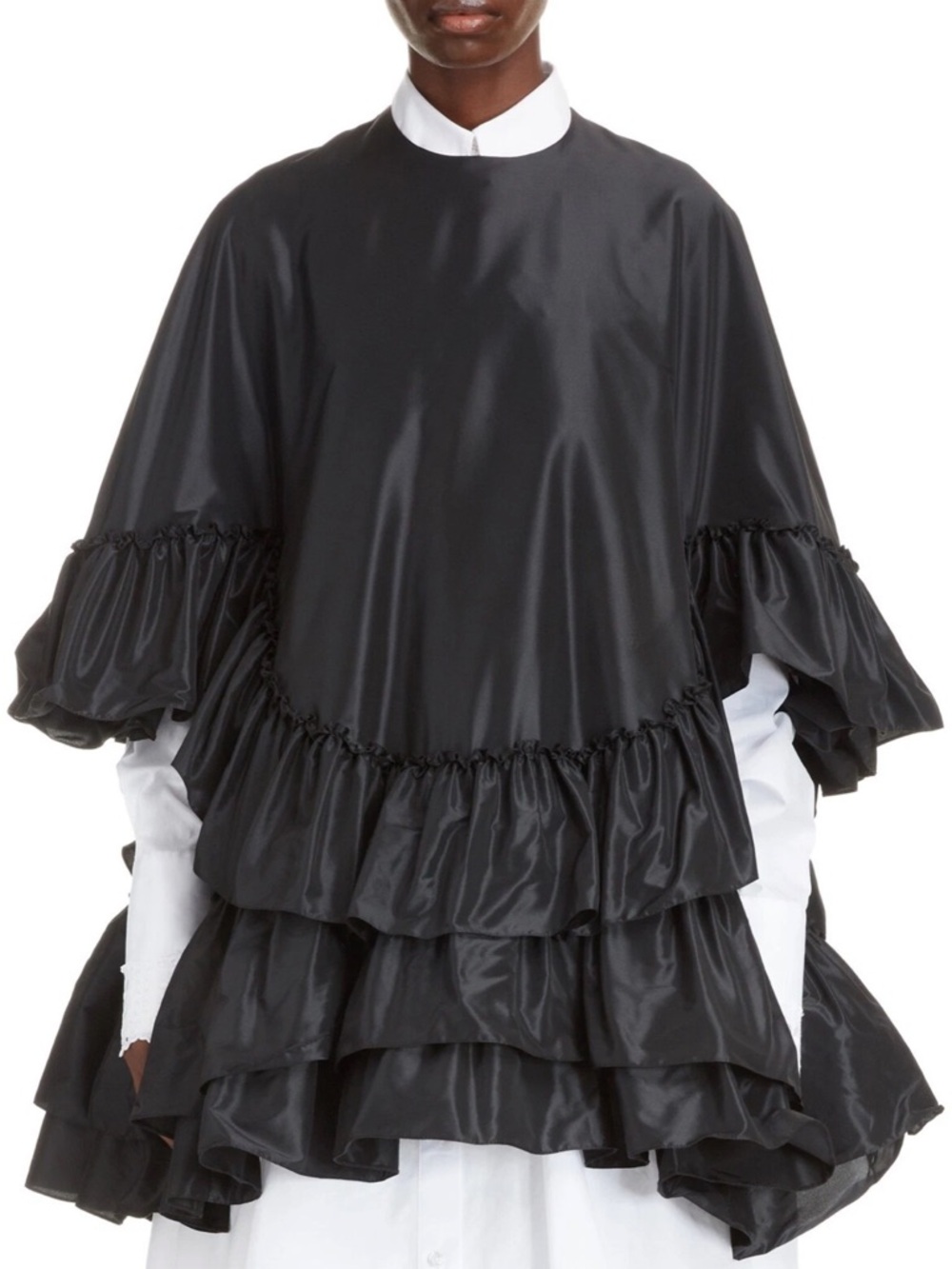 Simone‎ Rocha Frill Tiered Ruffle Taffeta Trapeze Dress Black Size UK 10 US 6 - Picture 4 of 8